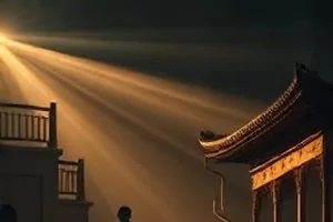 屋檐下的雪中冬日屋檐与积雪的横版画面
